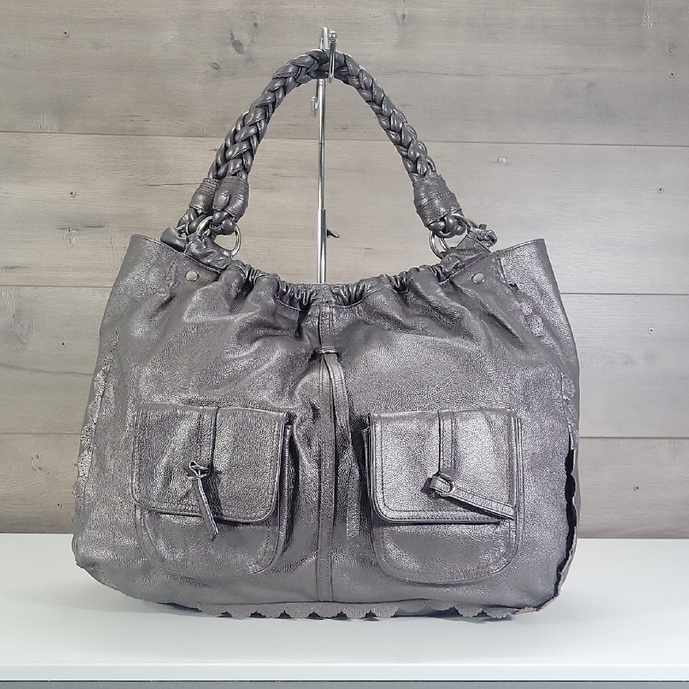 Shop 126 Gray Leather Shoulder Bag Purse Handbag